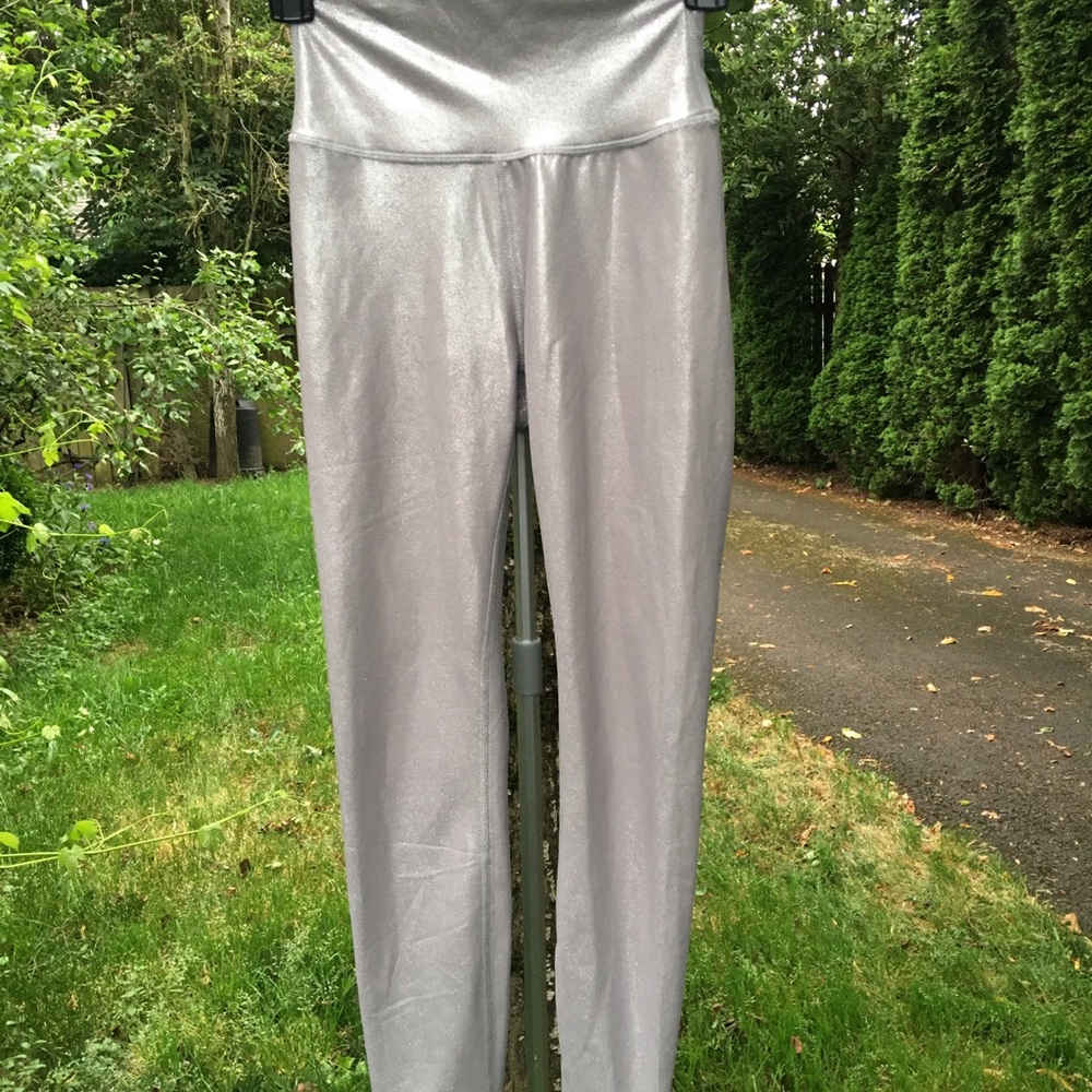 X Anthropologie All Fenix Liquid Silver 7/8 Length Leggings Size XS